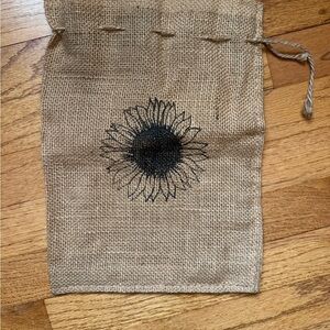 Burlap Drawstring Bag with Sunflower Design